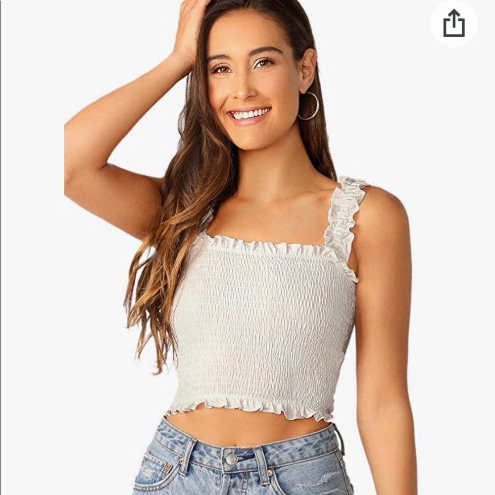 NEW white smocked tank top